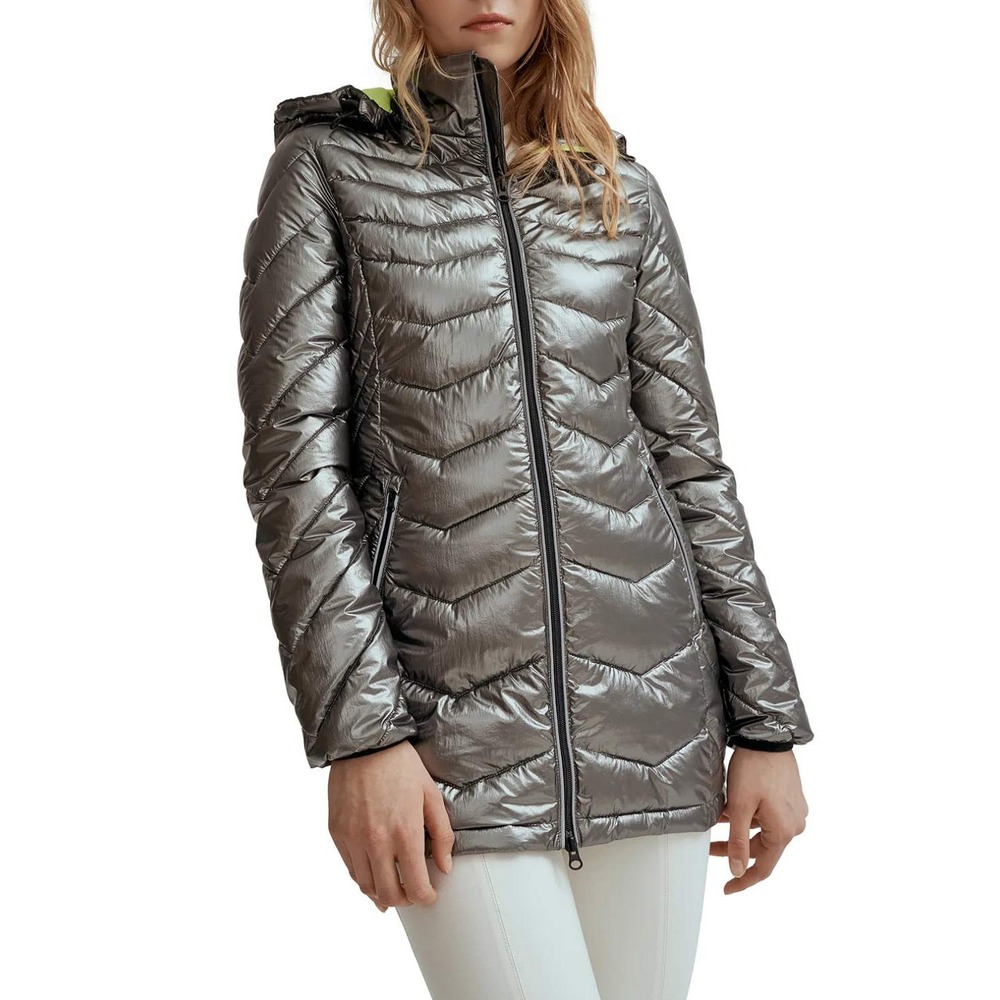 Noize Claire Puffer Jacket S Metallic Hooded Lightweight Cruelty Free Urban Coat